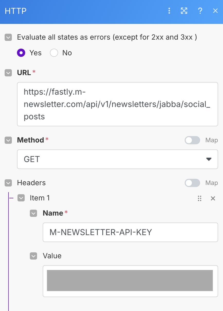 HTTP requestを設定
