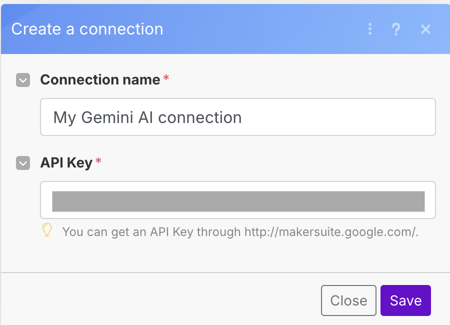 API keyの入力